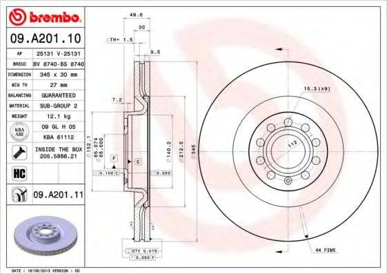 BRECO BS8740 Тормозной диск