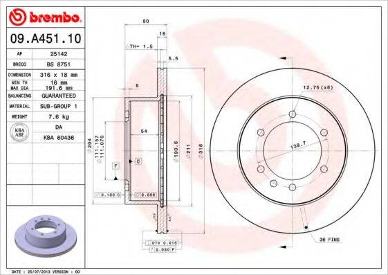 BRECO BS8751 Тормозной диск