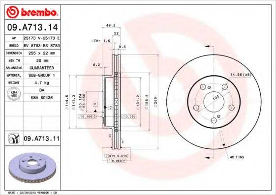 BRECO BS8783 Тормозной диск