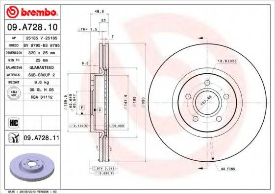 BRECO BS8795 Тормозной диск