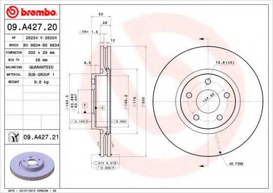 BRECO BS8834 Тормозной диск