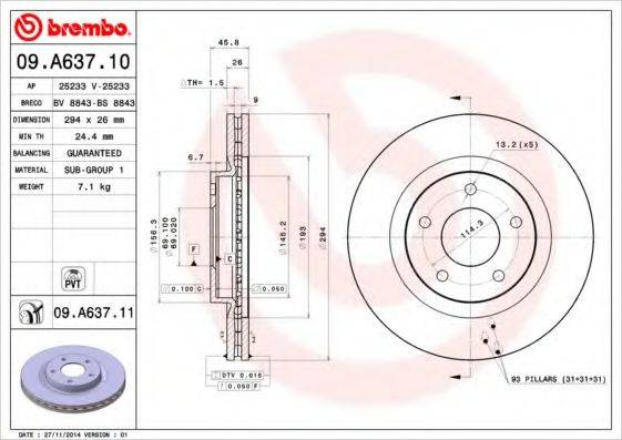 BRECO BS8843 Тормозной диск