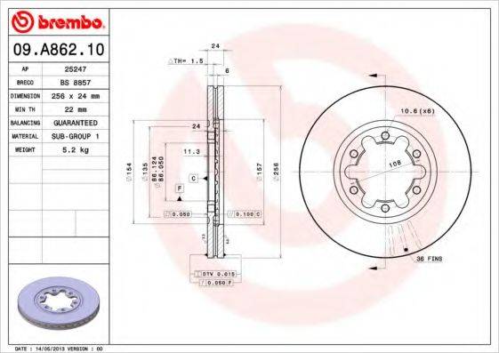 BRECO BS8857 Тормозной диск