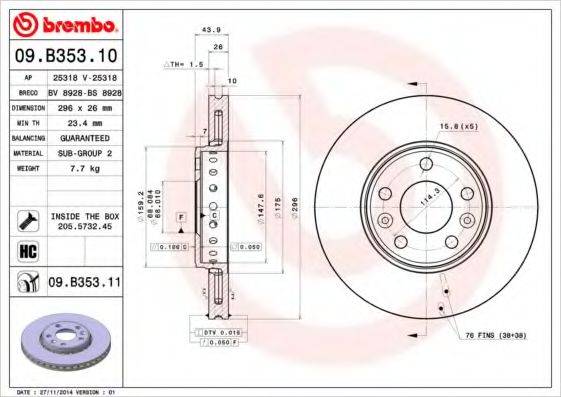 BRECO BS8928 Тормозной диск