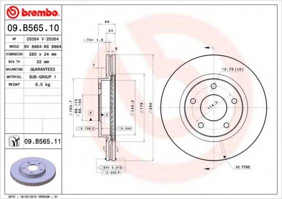 BRECO BS8964 Тормозной диск