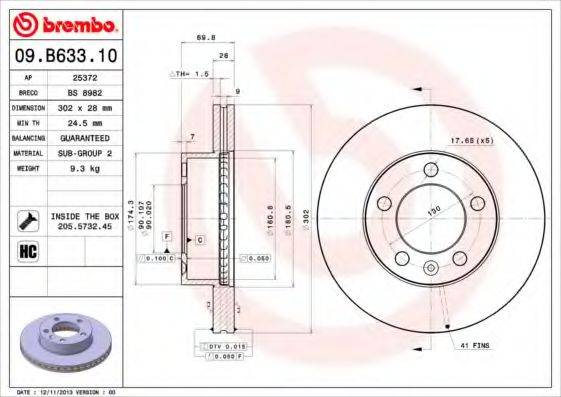 BRECO BS8982 Тормозной диск