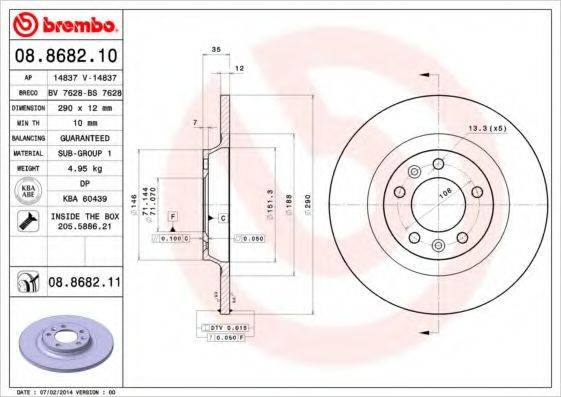 BRECO BV7628 Тормозной диск