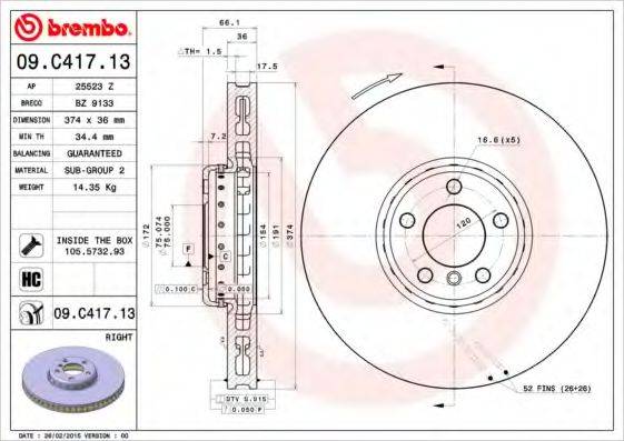 BRECO BZ9133 Тормозной диск