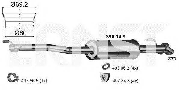 ERNST 390149 Средний глушитель выхлопных газов