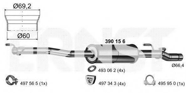 ERNST 390156 Средний глушитель выхлопных газов