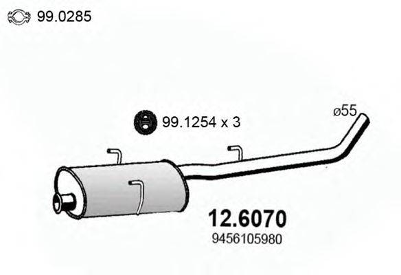 ASSO 126070 Средний глушитель выхлопных газов