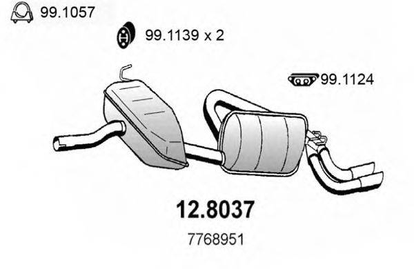 ASSO 128037 Средний / конечный глушитель ОГ