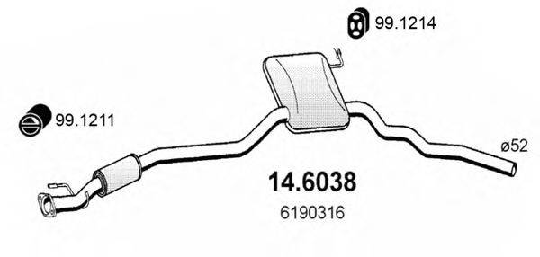 ASSO 146038 Средний глушитель выхлопных газов