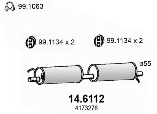 ASSO 146112 Средний глушитель выхлопных газов