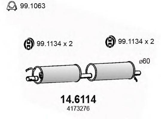 ASSO 146114 Средний глушитель выхлопных газов