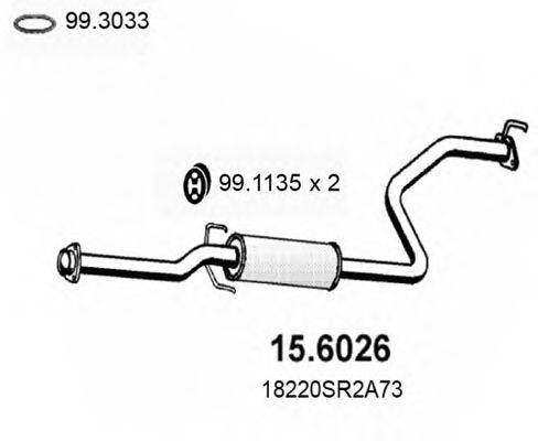 ASSO 156026 Средний глушитель выхлопных газов