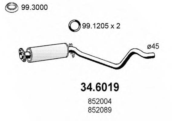ASSO 346019 Средний глушитель выхлопных газов