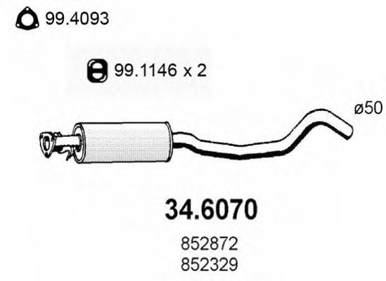 ASSO 346070 Средний глушитель выхлопных газов