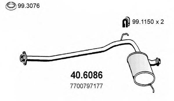 ASSO 406086 Средний глушитель выхлопных газов