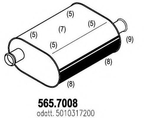 ASSO 5657008 Средний / конечный глушитель ОГ