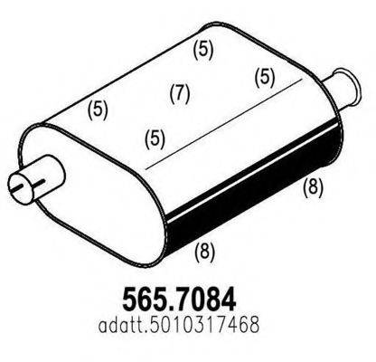 ASSO 5657084 Средний / конечный глушитель ОГ