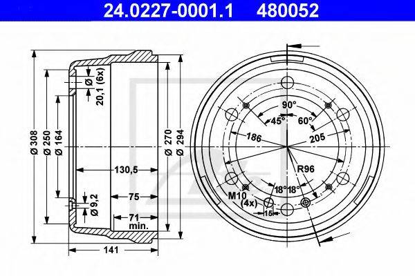 ATE 24022700011 Тормозной барабан