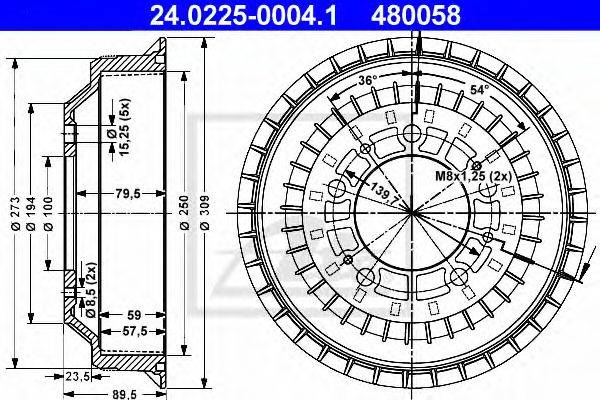 ATE 24022500041 Тормозной барабан