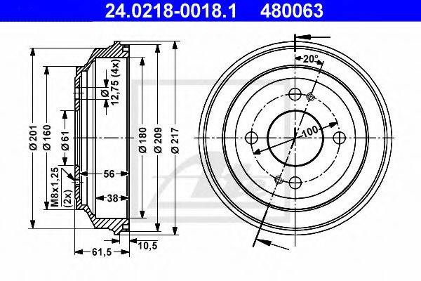 ATE 24021800181 Тормозной барабан