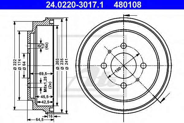 ATE 24022030171 Тормозной барабан