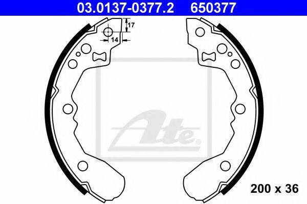 ATE 03013703772 Комплект тормозных колодок