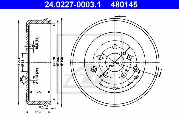 ATE 24022700031 Тормозной барабан