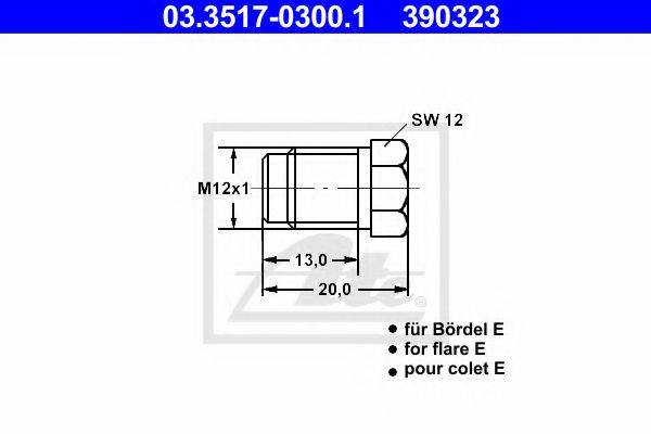 ATE 03351703001 Резьбовая пробка, главный тормозной цилиндр