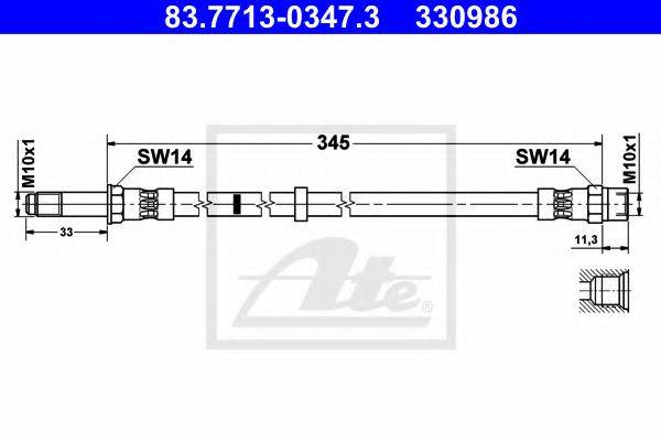 ATE 83771303473 Тормозной шланг