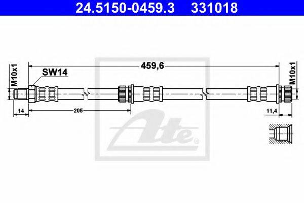 ATE 24515004593 Тормозной шланг