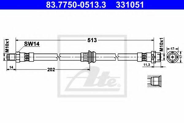 ATE 83775005133 Тормозной шланг