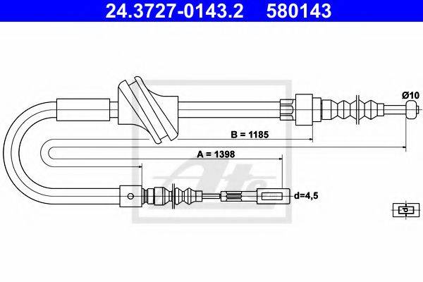 ATE 24372701432 Трос, стояночная тормозная система