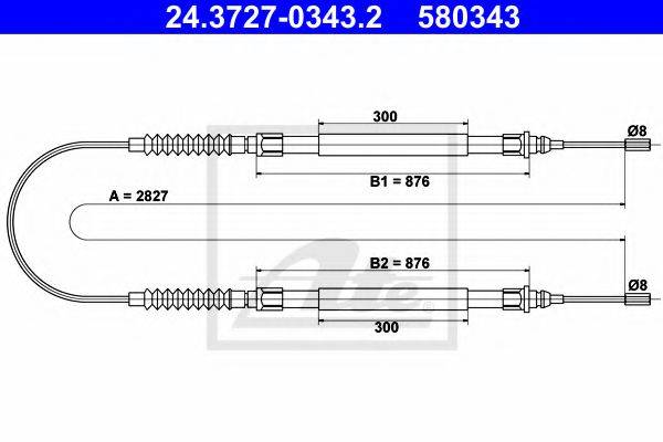 ATE 24372703432 Трос, стояночная тормозная система