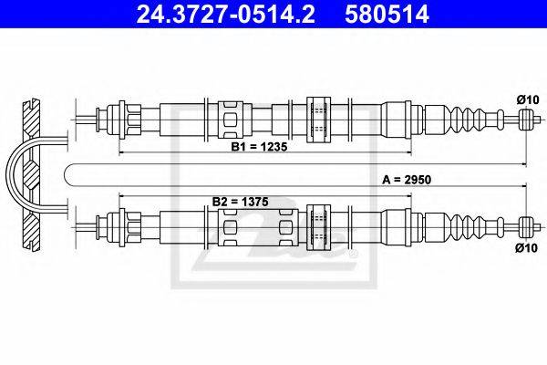 ATE 24372705142 Трос, стояночная тормозная система