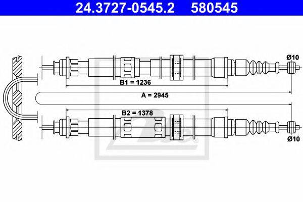 ATE 24372705452 Трос, стояночная тормозная система