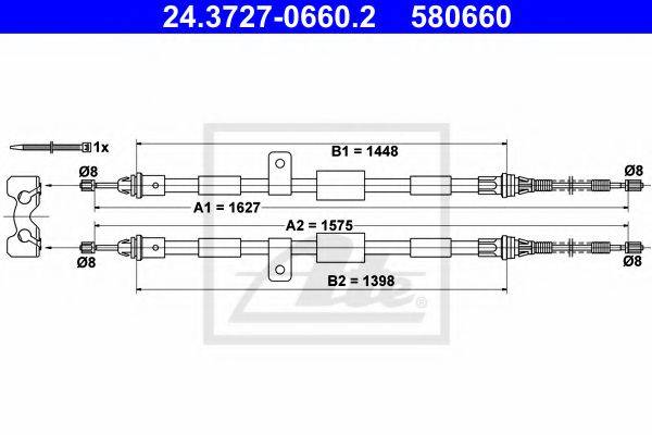 ATE 24372706602 Трос, стояночная тормозная система