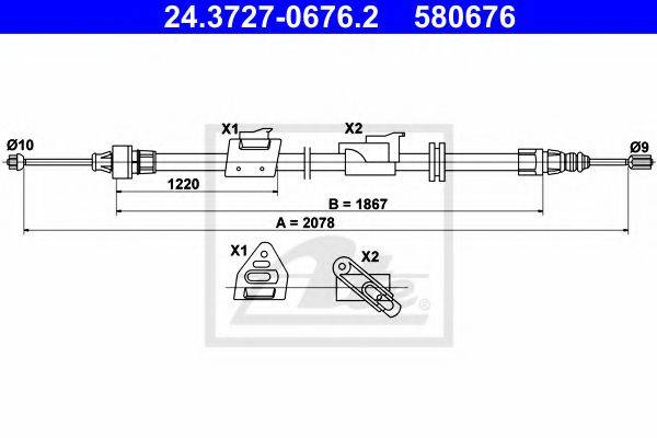 ATE 24372706762 Трос, стояночная тормозная система