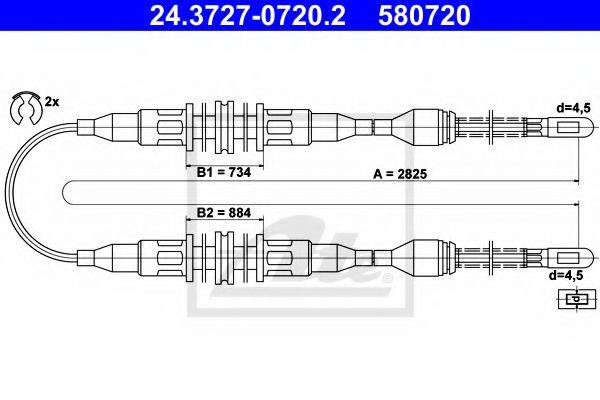 ATE 24372707202 Трос, стояночная тормозная система
