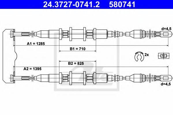 ATE 24372707412 Трос, стояночная тормозная система