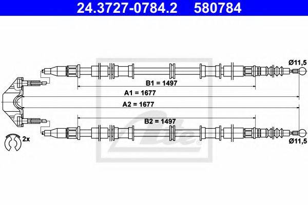 ATE 24372707842 Трос, стояночная тормозная система