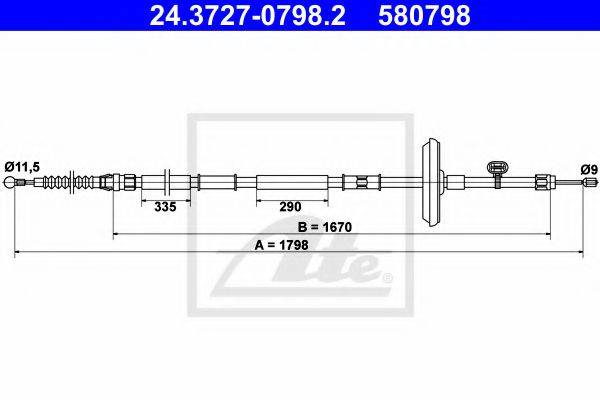 ATE 24372707982 Трос, стояночная тормозная система