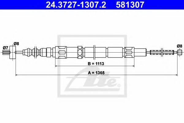 ATE 24372713072 Трос, стояночная тормозная система