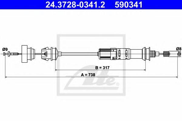ATE 24372803412 Трос, управление сцеплением
