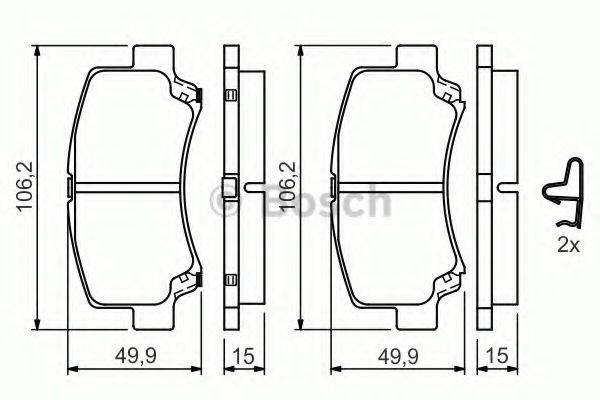 BOSCH 0986424626 Комплект тормозных колодок, дисковый тормоз