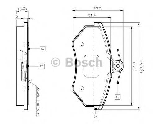 BOSCH 0986TB2004 Комплект тормозных колодок, дисковый тормоз