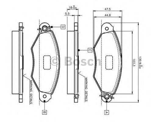 BOSCH 0986TB2043 Комплект тормозных колодок, дисковый тормоз